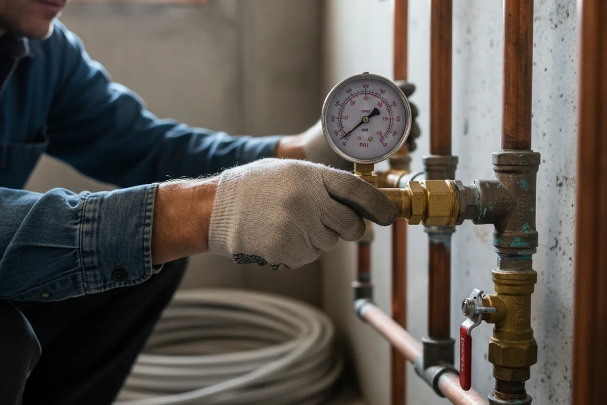 Pressure testing a repaired line during Water Line Repair in Holland